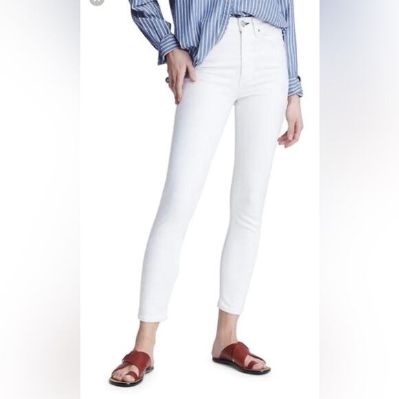 Rag & Bone Premium Denim High Rise Ankle Skinny Jeans Minimalist White Size 26 - Picture 1 of 15